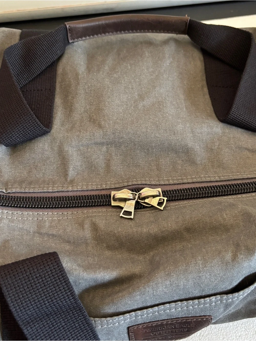 American Eagle Outfitters Charcoal Grey Canvas Duffle Bag